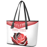 Custom England Rugby Leather Tote Bag Red Rose Sporty Style - Wonder Print Shop