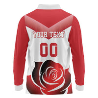 Custom England Rugby Long Sleeve Polo Shirt Red Rose Sporty Style - Wonder Print Shop