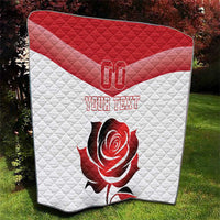 Custom England Rugby Quilt Red Rose Sporty Style - Wonder Print Shop