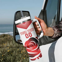 Custom England Rugby Tumbler With Handle Red Rose Sporty Style - Wonder Print Shop