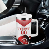 Custom England Rugby Tumbler With Handle Red Rose Sporty Style - Wonder Print Shop