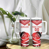 Custom England Rugby Tumbler With Handle Red Rose Sporty Style - Wonder Print Shop