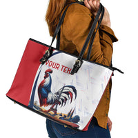 Personalized France Leather Tote Bag French Rooster With Eiffel Tower - Wonder Print Shop