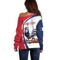 Personalized France Off Shoulder Sweater French Rooster With Eiffel Tower - Wonder Print Shop