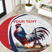 Personalized France Round Carpet French Rooster With Eiffel Tower