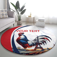 Personalized France Round Carpet French Rooster With Eiffel Tower