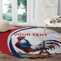 Personalized France Round Carpet French Rooster With Eiffel Tower