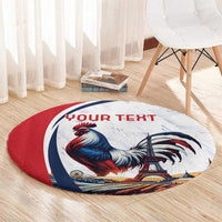 Personalized France Round Carpet French Rooster With Eiffel Tower