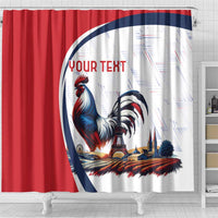 Personalized France Shower Curtain French Rooster With Eiffel Tower