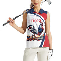 Personalized France Women Sleeveless Polo Shirt French Rooster With Eiffel Tower - Wonder Print Shop