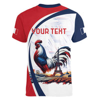 Personalized France Women V-Neck T-Shirt French Rooster With Eiffel Tower - Wonder Print Shop