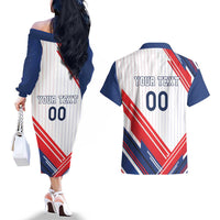 Custom French Football Couples Matching Off The Shoulder Long Sleeve Dress and Hawaiian Shirt France Rooster Mascot Come On Champions - Wonder Print Shop