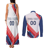 Custom French Football Couples Matching Tank Maxi Dress and Long Sleeve Button Shirt France Rooster Mascot Come On Champions - Wonder Print Shop