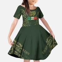Custom Mexico Football Family Matching Off Shoulder Maxi Dress and Hawaiian Shirt Aztec Pattern Eagle - Wonder Print Shop