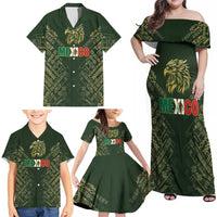 Custom Mexico Football Family Matching Off Shoulder Maxi Dress and Hawaiian Shirt Aztec Pattern Eagle - Wonder Print Shop