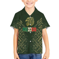 Custom Mexico Football Kid Hawaiian Shirt Aztec Pattern Eagle - Wonder Print Shop
