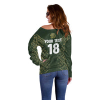 Custom Mexico Football Off Shoulder Sweater Aztec Pattern Eagle - Wonder Print Shop