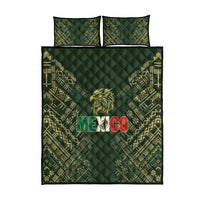 Mexico Football Quilt Bed Set Aztec Pattern Eagle - Wonder Print Shop