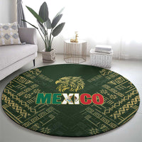 Mexico Football Round Carpet Aztec Pattern Eagle - Wonder Print Shop