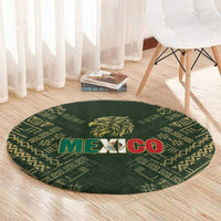Mexico Football Round Carpet Aztec Pattern Eagle - Wonder Print Shop