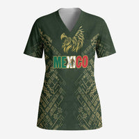 Custom Mexico Football Scrub Top Aztec Pattern Eagle - Wonder Print Shop