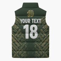 Custom Mexico Football Sleeveless Puffer Jacket Aztec Pattern Eagle - Wonder Print Shop