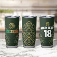 Custom Mexico Football Tumbler Cup Aztec Pattern Eagle - Wonder Print Shop