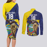 Ecuador Football Custom Couples Matching Long Sleeve Bodycon Dress and Long Sleeve Button Shirt Road To World Cup 2026 - Wonder Print Shop
