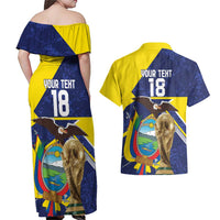Ecuador Football Custom Couples Matching Off Shoulder Maxi Dress and Hawaiian Shirt Road To World Cup 2026 - Wonder Print Shop