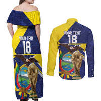 Ecuador Football Custom Couples Matching Off Shoulder Maxi Dress and Long Sleeve Button Shirt Road To World Cup 2026 - Wonder Print Shop