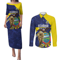 Ecuador Football Custom Couples Matching Puletasi and Long Sleeve Button Shirt Road To World Cup 2026 - Wonder Print Shop