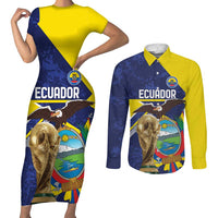 Ecuador Football Custom Couples Matching Short Sleeve Bodycon Dress and Long Sleeve Button Shirt Road To World Cup 2026 - Wonder Print Shop