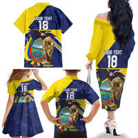 Ecuador Football Custom Family Matching Off The Shoulder Long Sleeve Dress and Hawaiian Shirt Road To World Cup 2026 - Wonder Print Shop