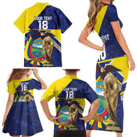 Ecuador Football Custom Family Matching Short Sleeve Bodycon Dress and Hawaiian Shirt Road To World Cup 2026 - Wonder Print Shop