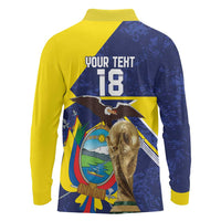 Ecuador Football Custom Long Sleeve Polo Shirt Road To World Cup 2026 - Wonder Print Shop