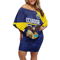 Ecuador Football Custom Off Shoulder Short Dress Road To World Cup 2026 - Wonder Print Shop