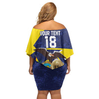 Ecuador Football Custom Off Shoulder Short Dress Road To World Cup 2026 - Wonder Print Shop