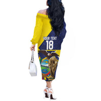 Ecuador Football Custom Off The Shoulder Long Sleeve Dress Road To World Cup 2026 - Wonder Print Shop