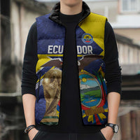 Ecuador Football Custom Sleeveless Puffer Jacket Road To World Cup 2026 - Wonder Print Shop