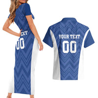 Custom Estonia Football Couples Matching Short Sleeve Bodycon Dress and Hawaiian Shirt Eesti Jalgpallikoondis