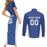 Custom Estonia Football Couples Matching Short Sleeve Bodycon Dress and Long Sleeve Button Shirt Eesti Jalgpallikoondis