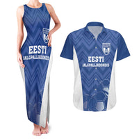 Custom Estonia Football Couples Matching Tank Maxi Dress and Hawaiian Shirt Eesti Jalgpallikoondis