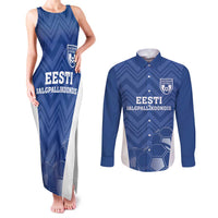 Custom Estonia Football Couples Matching Tank Maxi Dress and Long Sleeve Button Shirt Eesti Jalgpallikoondis