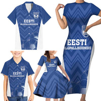 Custom Estonia Football Family Matching Short Sleeve Bodycon Dress and Hawaiian Shirt Eesti Jalgpallikoondis
