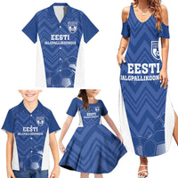 Custom Estonia Football Family Matching Summer Maxi Dress and Hawaiian Shirt Eesti Jalgpallikoondis