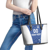 Custom Estonia Football Leather Tote Bag Eesti Jalgpallikoondis