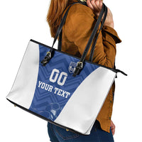 Custom Estonia Football Leather Tote Bag Eesti Jalgpallikoondis