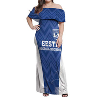 Custom Estonia Football Off Shoulder Maxi Dress Eesti Jalgpallikoondis
