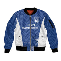 Custom Estonia Football Sleeve Zip Bomber Jacket Eesti Jalgpallikoondis