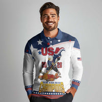 Custom USA Ice Hockey Champions 2026 Long Sleeve Polo Shirt American Eagle Victory Hockey Pride